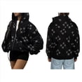 thumbnail image 2 of Sudadera con Capucha y Estampado de Estrellas con Cremallera para Mujer, Sudaderas , Conjuntos de Moda de Otoño, Ropa de Pareja de Forro Y2K. Negro XXL, 2 of 8
