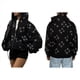 thumbnail image 2 of Sudadera con Capucha y Estampado de Estrellas con Cremallera para Mujer, Sudaderas , Conjuntos de Moda de Otoño, Ropa de Pareja de Forro Y2K. Negro XXL, 2 of 8