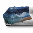 thumbnail image 3 of Ocean Soft Flannel Fleece Blanket, Moonlight over Wavy Sea Dramatic Sky Beach Landscape Picture in Oil Painting Effect, Cozy Plush for Indoor and Outdoor Use, 50" x 70", Navy White, by Ambesonne, 3 of 6