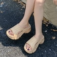 thumbnail image 5 of HNMKIU Womens Slippers Summer Thick Soled EVA Soft Sole Toe Separator Flip Flops Outdoor Comfortable Beach Sandals for Women Z01_Khaki,5.5, 5 of 9