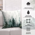 thumbnail image 2 of Teal Pine Tree Pillow Covers 16x16 Winter Misty Forest Throw Pillow Covers Pack of 2 Nature Woodland Cotton Linen Cushion Case for Couch Outdoor Living Room Bedroom, 2 of 5