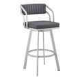 thumbnail image 1 of Armen Living Scranton 26" Faux Leather/Metal Counter Stool in Silver/Slate Gray, 1 of 4
