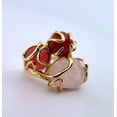 thumbnail image 3 of Natural Rose Quartz & Red Jade Gold Adjustable Ring NRQRJGAR, 3 of 9