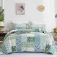 thumbnail image 1 of Green & Blue Multi Printed Brodie Patchwork King Bed Coverlet & Pillow Cases, 1 of 3