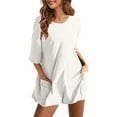 thumbnail image 2 of Wesltd Womens Summer Casual Romper Short Sleeve Crewneck Shorts Jumpsuit with Pockets, 2 of 9