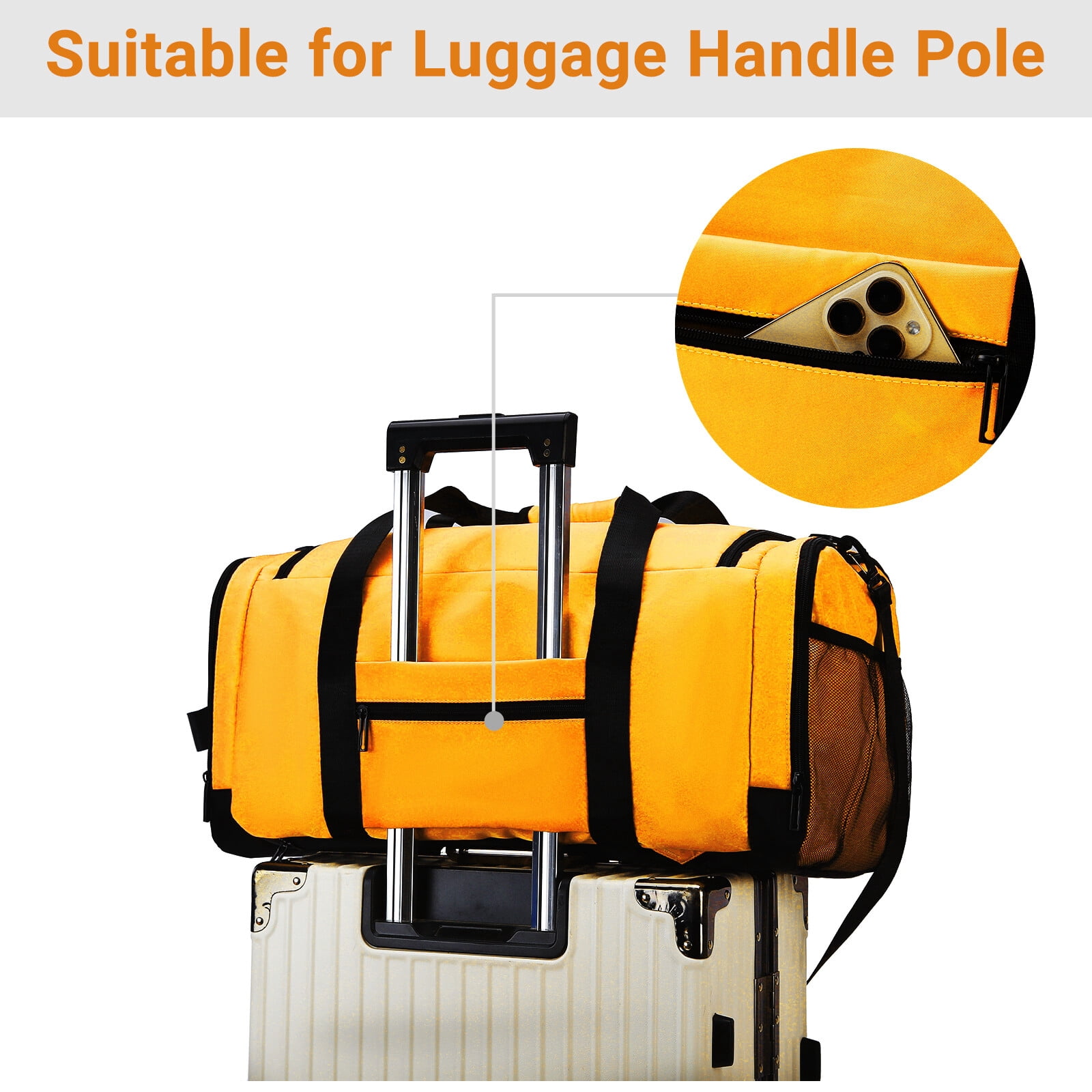 FANOTEK 40L 3 in 1 Multipurpose Duffle Bag Weekender Overnight Bag For Men Women Used For Yoga Training-Yellow