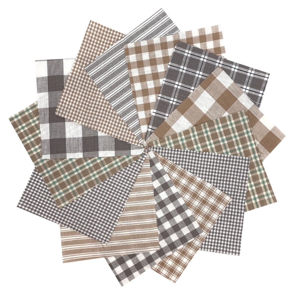 JCS 5' Whitewash Neutral Homespun Plaid Precut Quilt Squares Charm Pack, Gray (40 Pieces)