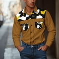 thumbnail image 5 of ZCFZJW Camo Western Cowboy Shirts for Men Casual Fall Long Sleeve Button Down Patchwork Stretch T-Shirts Loose Lightweight Collared Work Tops with Pockets Gold#02 XXXL, 5 of 7