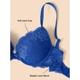 thumbnail image 5 of Deyllo Women's Push Up Bra Padded Plunge Add Cups Underwire Lace Lift Up Bra, royal blue 40DDD, 5 of 5