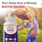 (2 pack) Vitamatic Biotin 10,000 mcg for Stronger Hair, Skin & Nails - 365 Vegan Tablets- Also Called Vitamin B7
