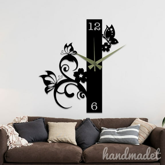 Handmadetneonsign Butterfly Wall Clock Unique, Year Date Round Wall Clock, Text Oversize Wall Clock 55780