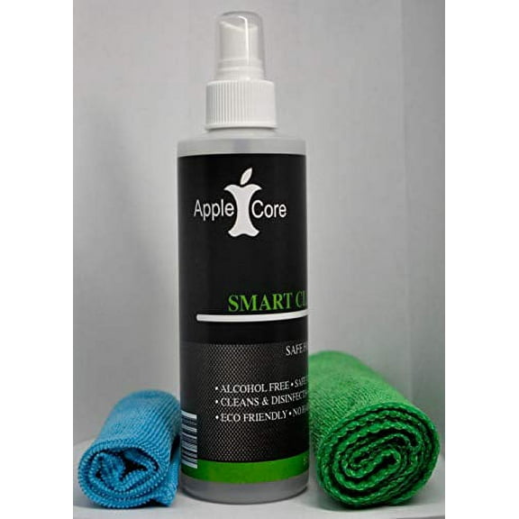 AppleCore SMART Screen System - Kit for LED & LCD, Computer Monitors, iPhone & Laptop Screens - Includes 2 Large Premium Microfiber Cloths, 8oz Spray Bottle And How To Clean Screen Tutorial Like a Pro