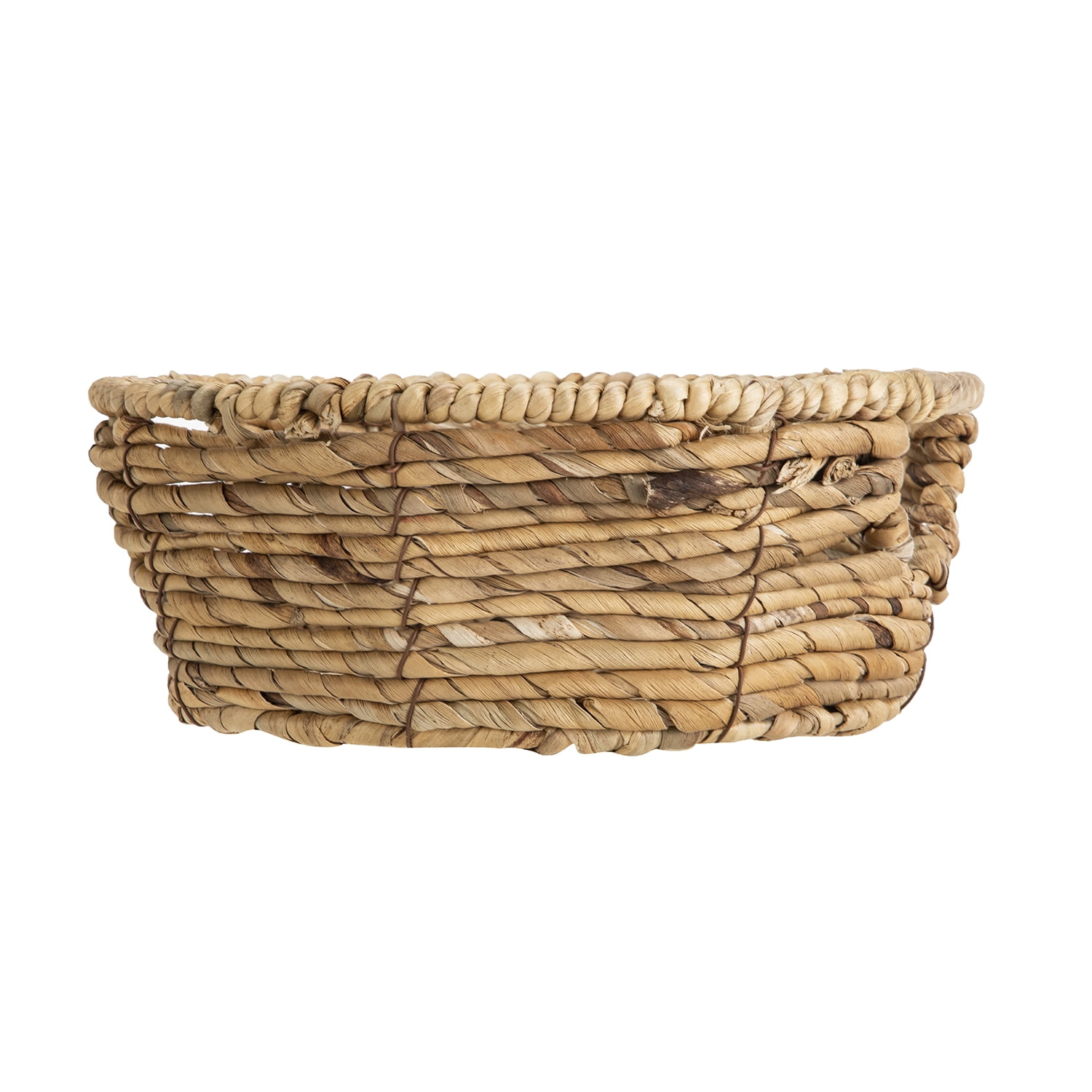(6 pack) BHG Round Water Hyacinth Woven Decorative Storage Basket, 10"D x 4"H