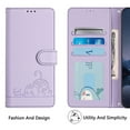 thumbnail image 5 of Phone Case for Samsung Galaxy A55 5G Wallet Case Cat Pattern PU Leather Case with [RFID Blocking] Card Slots Kickstand Shockproof Magnetic Flip Cover, Purple, 5 of 7