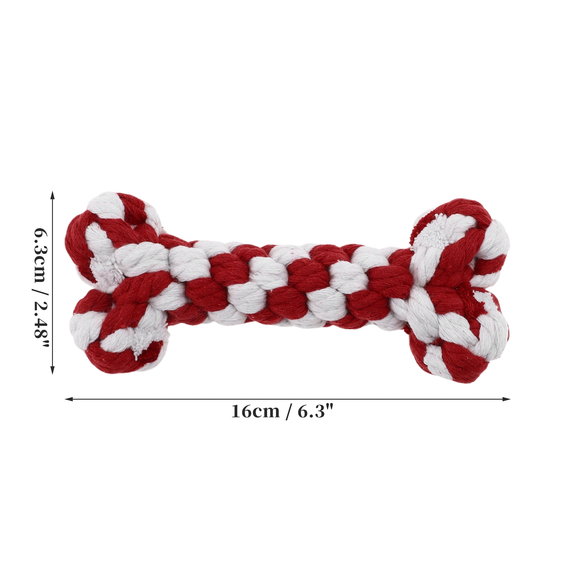 Unique Bargains Durable Braided Cotton Bone Shape Dog Chew Rope Red White