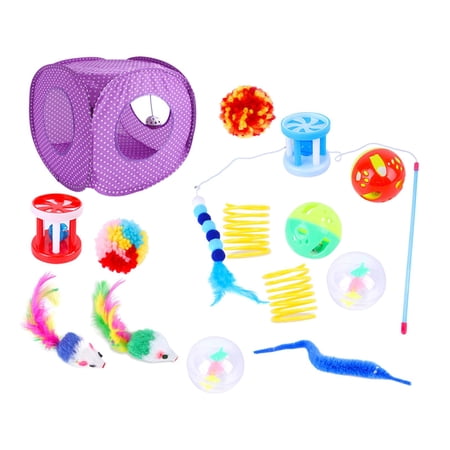15x Cat Toys Pet Feather Toy Colorful Mouse Hair Ball Small Animals Rabbits
