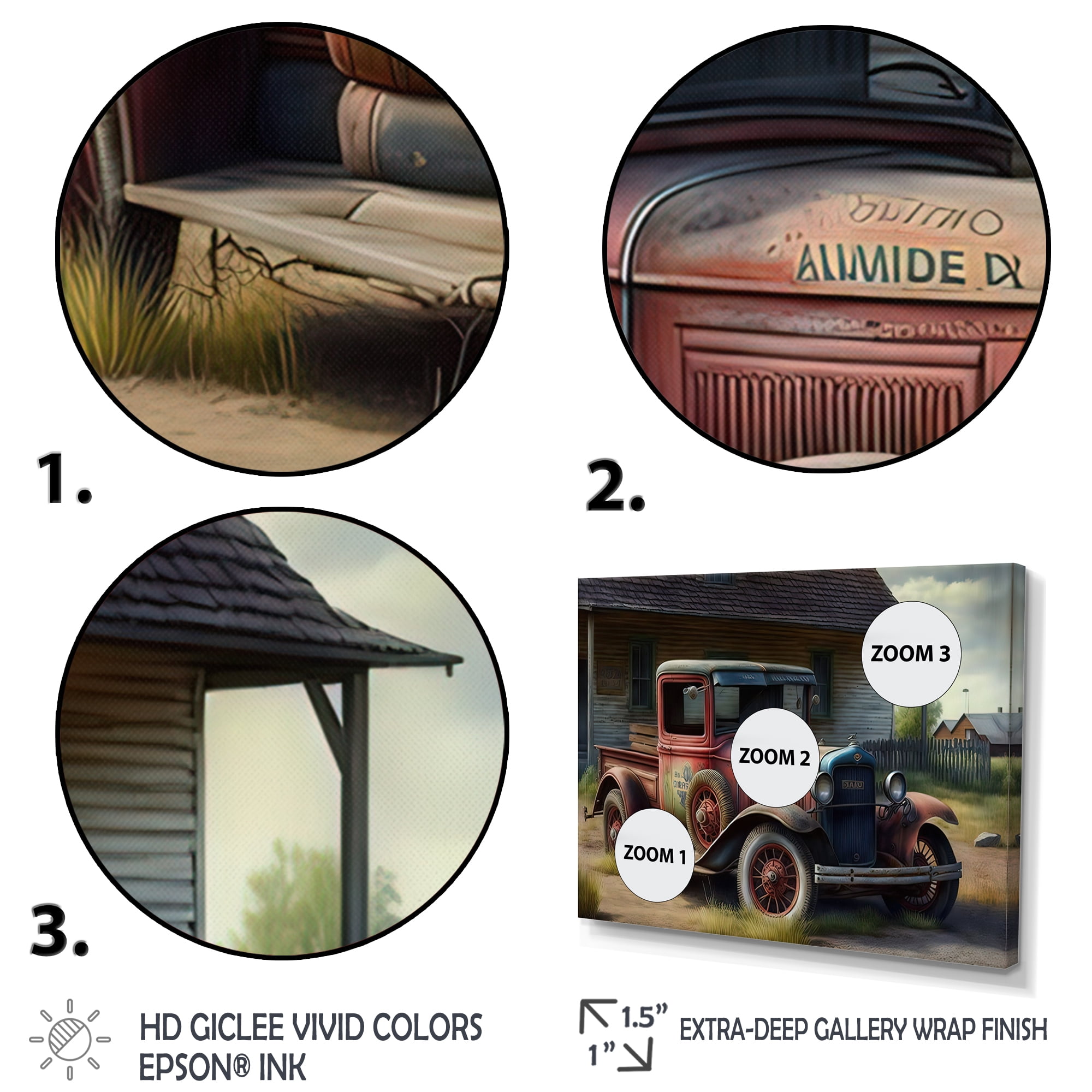 Designart 30S American Car At The Barn Canvas Wall Art