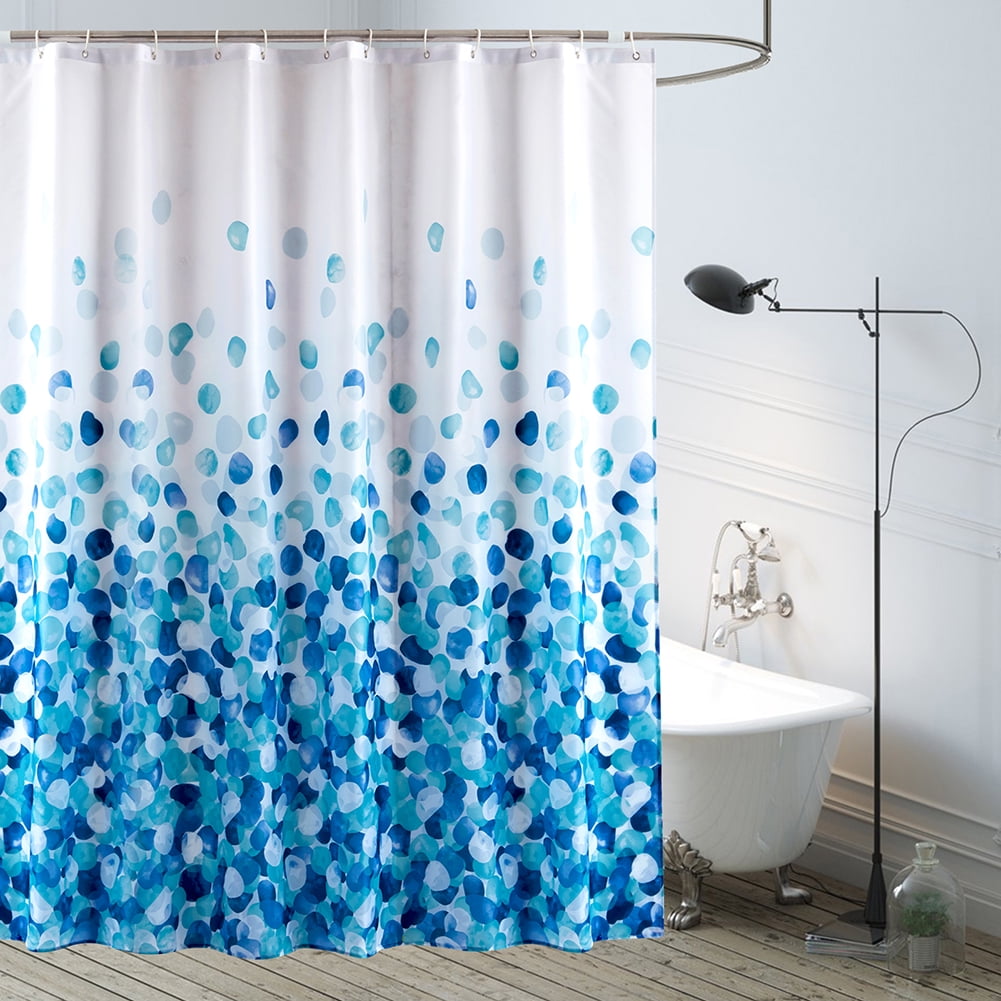 72X72'' SPA Bathroom Waterproof Mildew Fabric Shower Curtain 12 Hooks & Bath Mat 