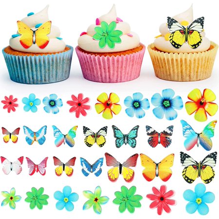 100 Edible Flower Cupcake Toppers – Rice Paper Decorations For Cakes & Desserts