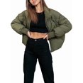 thumbnail image 3 of Women'S Winter Cropped Puffer Jacket Coat Short Warm Quilted Jacket Green XS, 3 of 6