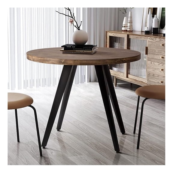 Round Dining Table, Small Dining Table for 2, 31.5" Round Table, -Century Modern Kitchen Table with 1.4" Thickness Wood Grain for or Small Space, Dining Room, Kitchen, Brown