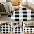 thumbnail image 5 of Round Rugs 5 Ft, Black White Checkered Non Slip Area Rugs for Kitchen Bedroom Entryway, Farmhouse Buffalo Plaid Washable Carpet Runner Rug Floor Mats for Bedroom Home Decor, 5 of 9