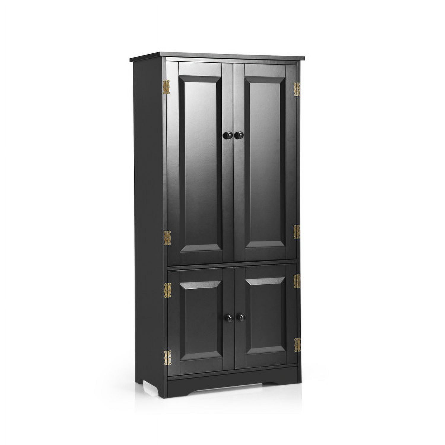 Demi Bonn 49" Accent Floor Storage Cabinet, 2-Door Bathroom Cabinet, Pantry Cabinet with Adjustable Shelves, Black