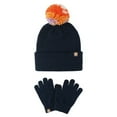 thumbnail image 1 of 1 Set Children Knitted Hat Solid Color Windproof Ultra-thick Super Soft Non-Fading Keep Warm Pompom Autumn Winter Children Touchscreen Gloves Hat Set for Kids, 1 of 10