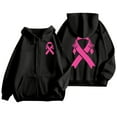 thumbnail image 2 of Breast Cancer Awareness Hoodies for Women 2025 Pink Ribbon Graphic Zip Up Hooded Sweatshirt with Pockets Jackets Coat, 2 of 7