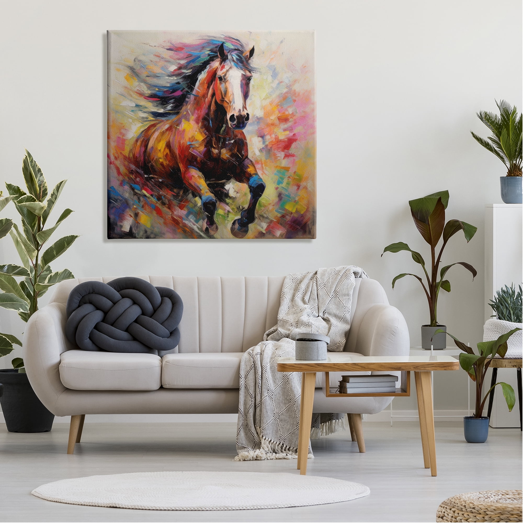 Stupell Industries Vivid Horse Galloping Animals & Insects Painting Gallery Wrapped Canvas Art Print Wall Art, 36 x 36