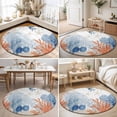 thumbnail image 4 of Round Rugs 6Ft, Orange Navy Blue Coral Round Area Rug Washable Indoor Throw Carpet, Summer Beach Coastal Ocean Soft Non Slip Circle Rug for Office Cabinet Home Decor Aesthetic, 4 of 8