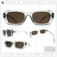 thumbnail image 2 of Womens Luxe Mod Fashion Rectangle Beveled Thick Plastic Sunglasses Grey - Brown, 2 of 8
