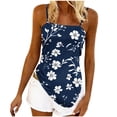 thumbnail image 4 of Women's Floral Tank Tops Plus Size Spaghetti Strap Irregular Hem Blouse Vacation Casual Comfy Beach Camisoles (M, Blue), 4 of 6