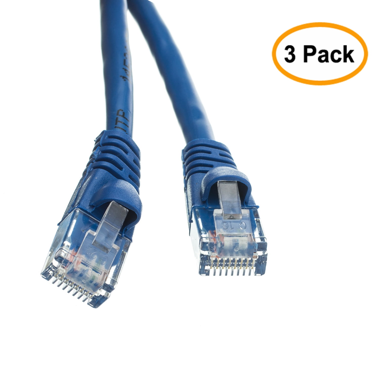 eDragon Cat5e Ethernet Patch Cable with Snagless/Molded Boot, Blue, 1 Feet/0.3 Meters 2 Pack 