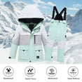 thumbnail image 3 of CONYUMN Kids Girls Boys Ski Suit Print Long Sleeve Thickened Velvet Warm Windproof and Water Proof Top and Pants Set 2 Outfits (Mint Green,130), 3 of 4