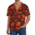 thumbnail image 3 of Wukai Tomatoes And Chili Men's Casual Short-Sleeve Button Down Shirt - Lightweight Summer Dress Shirt for Daily Wear-Small, 3 of 7