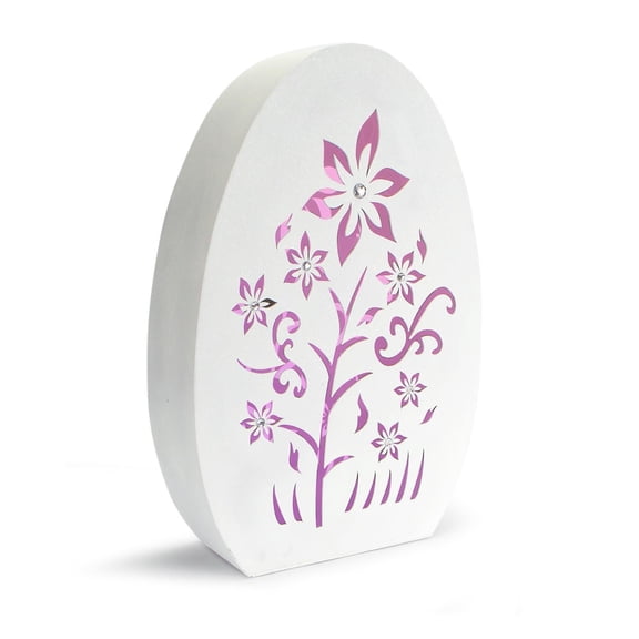 Melrose Battery Operated LED Floral Silhouette with Timer - 22" - White and Purple