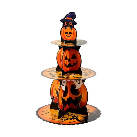 

Cupcake Stand 3 Tier Cardboard Pumpkin Cupcake Tart Dessert Candy Display Tower With Small Hole Design Party Supplies Cake Decorations