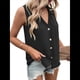 thumbnail image 2 of Blusa Tipo Túnica Informal con Cuello en V y Botones, Sin Mangas, para Mujer Negro XXL, 2 of 7