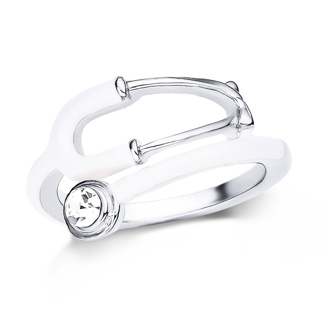 Medical Enamel Stethoscope Ring with Crystal Luxury Medicine Jewelry for Doctor Nurse Rings Size 7-9 A3-R018-S 9