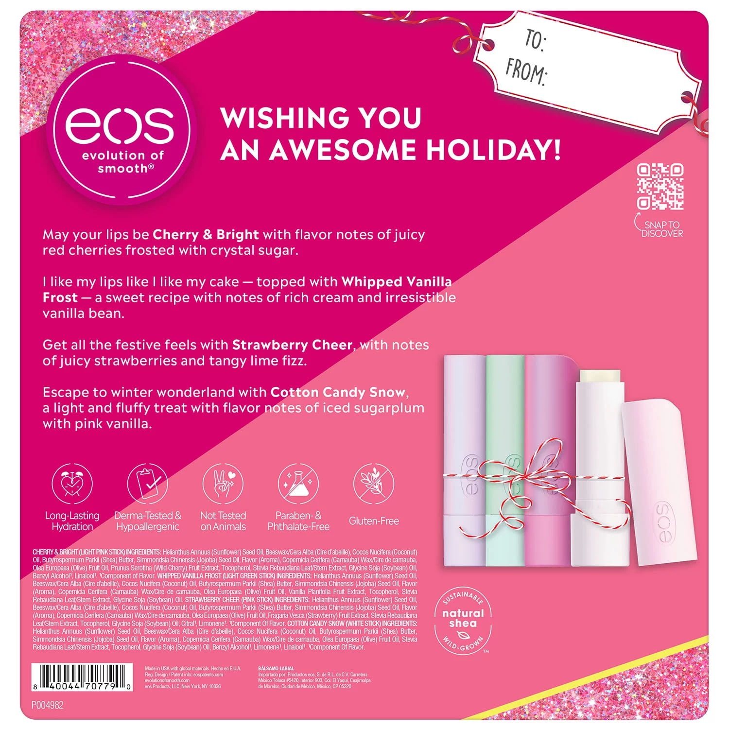Eos Holiday Flavor Lip Balm Stick 0 14 Ounce Each 8 Pack Walmart Com