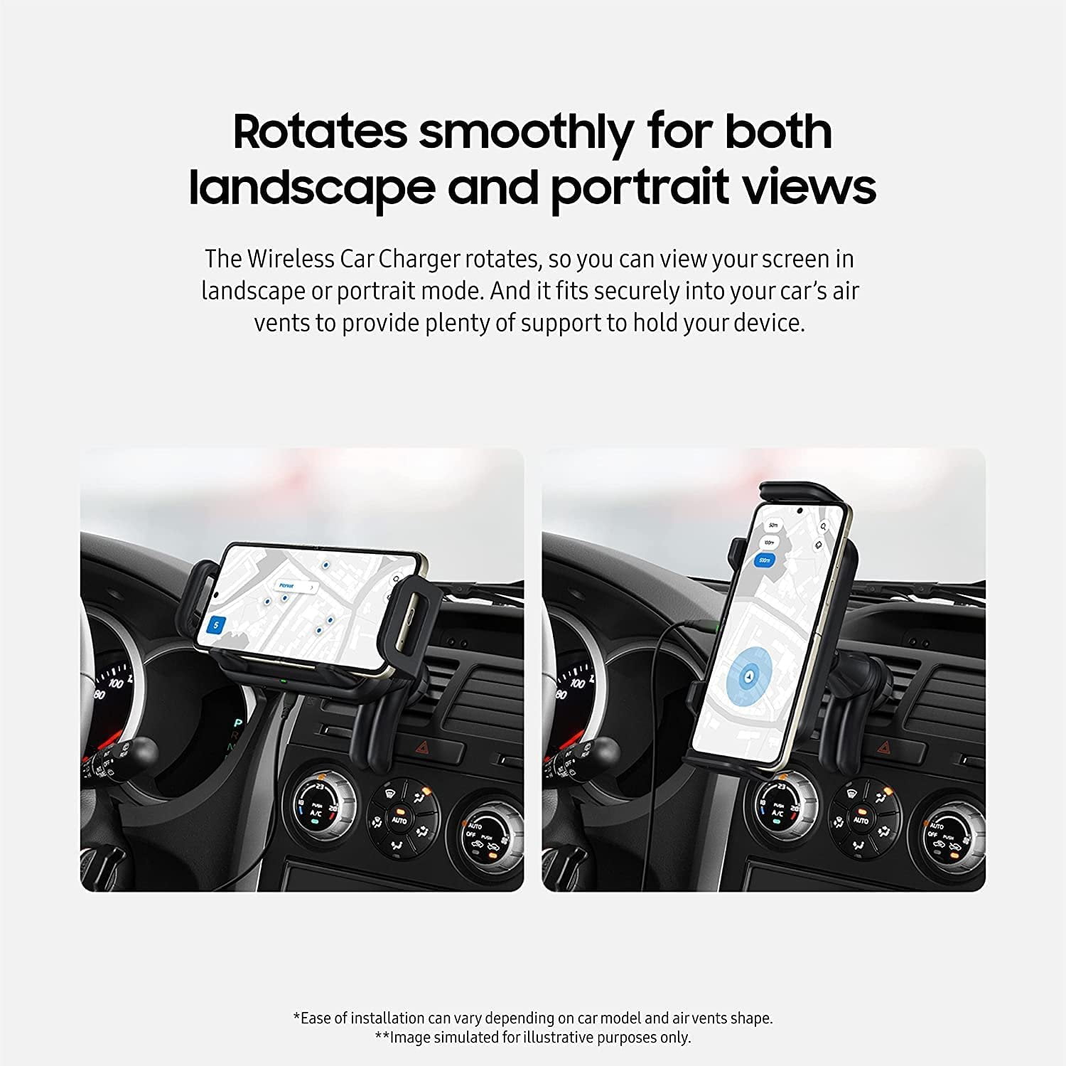 SAMSUNG Wireless Car Charger Fast Charge 2022, Universally Compatible with Qi Enabled Phones in Vehicle - Retail Packaging - Black
