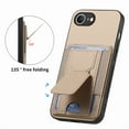 thumbnail image 2 of for iPhone 16e Carbon Fiber Texture Wallet Case with Credit Card Slots, Shockproof Protection Business PU Leather Flip Kickstand Phone Cover for iPhone 16e, Khaki, 2 of 10