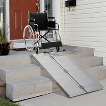 Zateety Folding Aluminum Threshold Ramp with Non-Slip Surface, Wheelchair Ramp 4FT, Transition Plates, 600lbs Weight Capacity, Handicap Ramp for Home, Doorways, Curbs, Steps