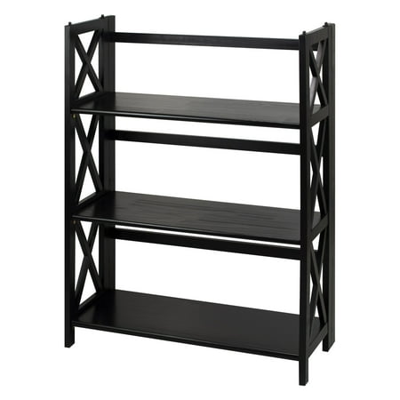 Montego 3-Shelf Folding Bookcase -Black