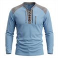 thumbnail image 2 of Conairie Polo Shirts For Men Long Sleeve Solid Color Fashion Lightweight Loose Button Up Henley Shirt Spring Comfort Classic Basic Blouse Blue XXXL, 2 of 5