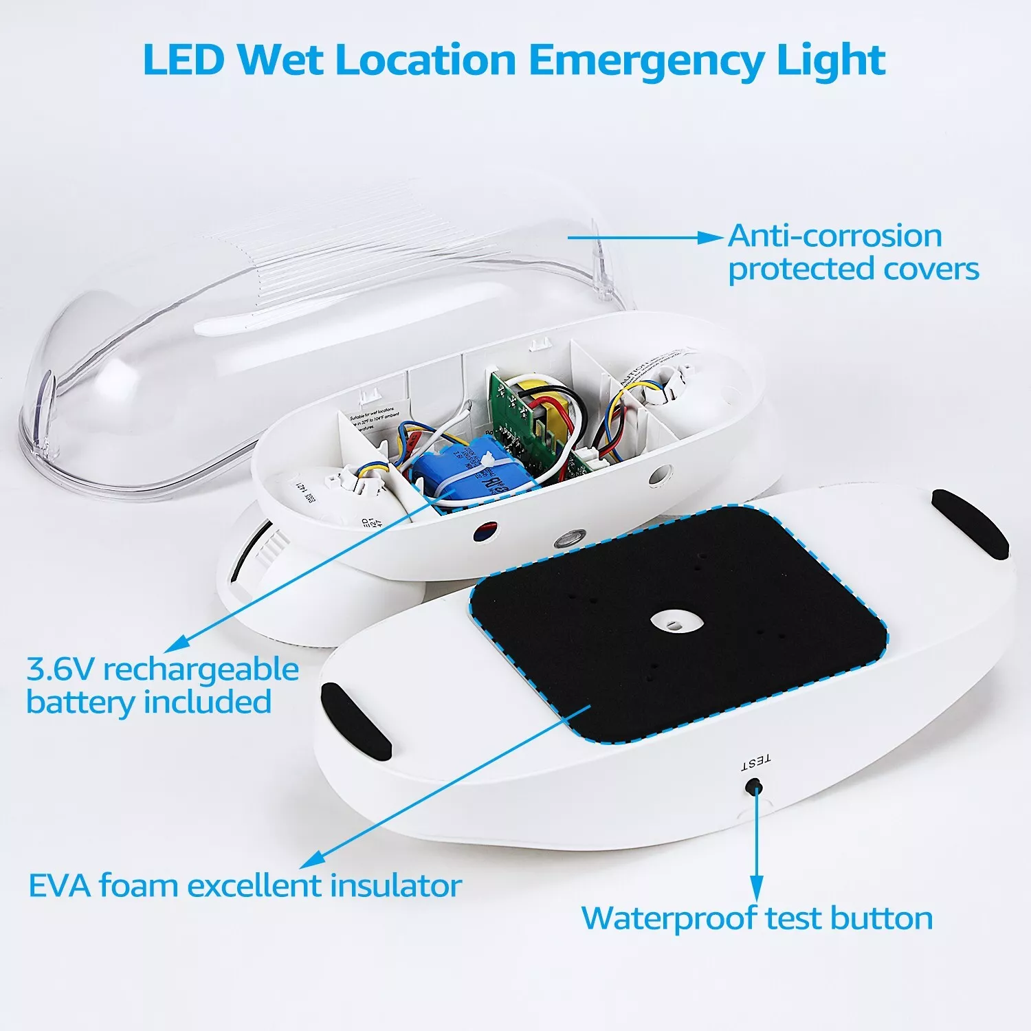 4 Pack UL Listed LED Emergency Lights with Battery Backup, Commercial Emergency Lights Fixtures, Two Adjustable Head LED Emergency Lighting for Mall School Restaurant Hotel