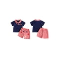 thumbnail image 2 of BemeyourBBs Toddler Baby Boys Back to School Outfit Baby First Day of School Outfits 2 3 4 5 6 7 Years Short Sleeve Embroidery Alphabet Shirt Plaid Shorts Set Toddler Boy Kindergarten Summer Outfit, 2 of 9
