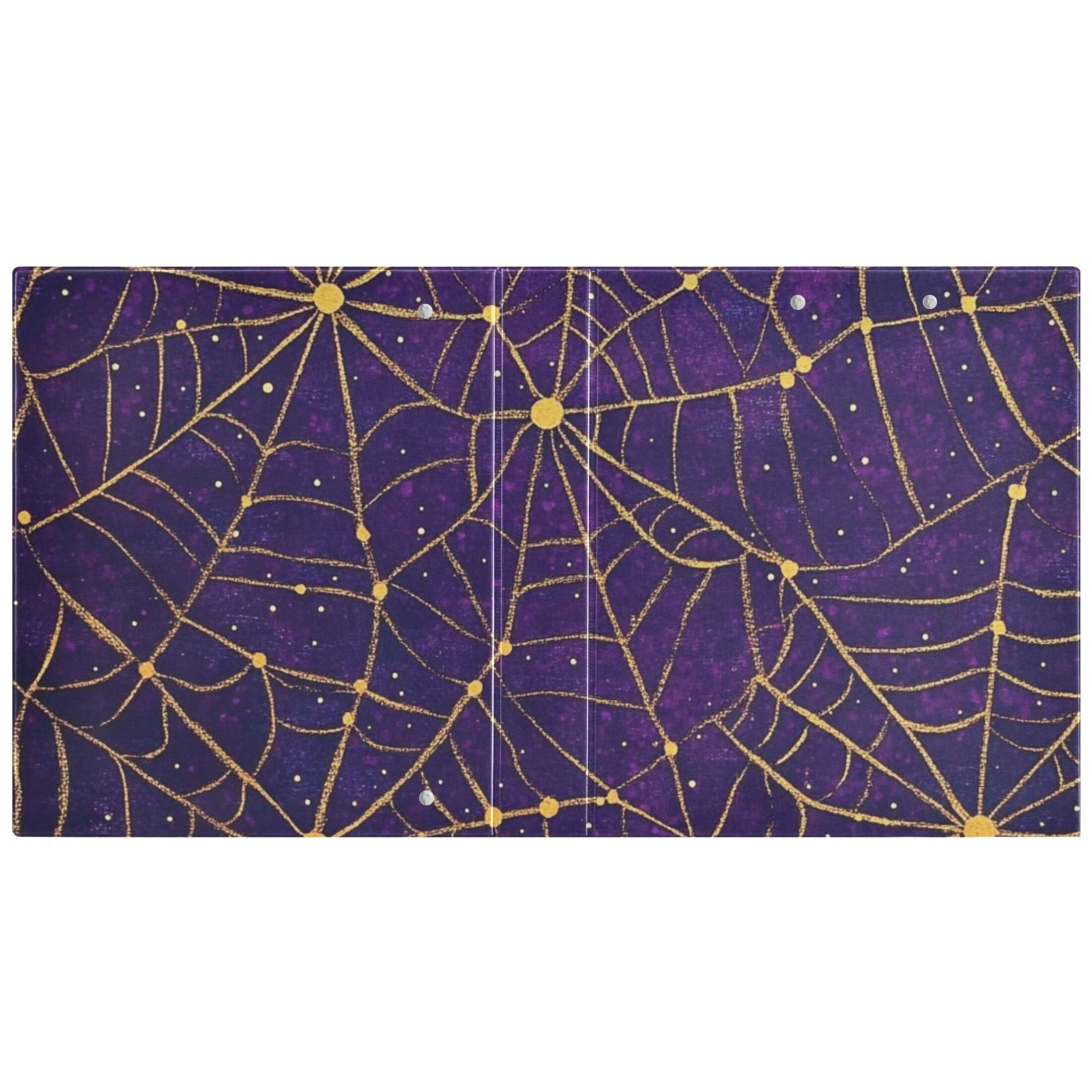 Halloween Webs Golden 3 Ring Binders 1.5 inch Hardcover File Folders with Interior Pockets A4 Size Organizer for School Office Hospital