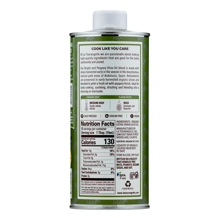 La Tourangelle Organic Extra Virgin Olive Oil, 25.4 fl oz (750 ml)